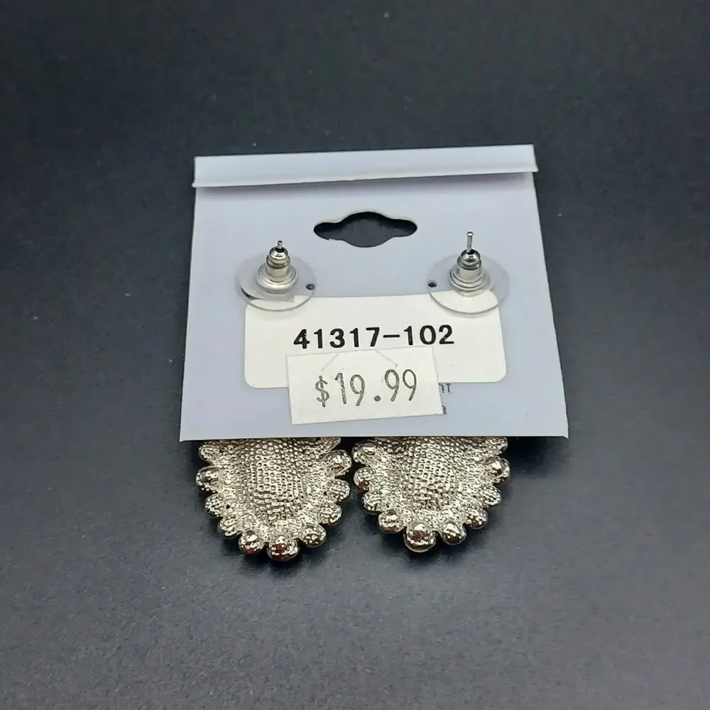 Black Oval Rhinestone Drop Earrings